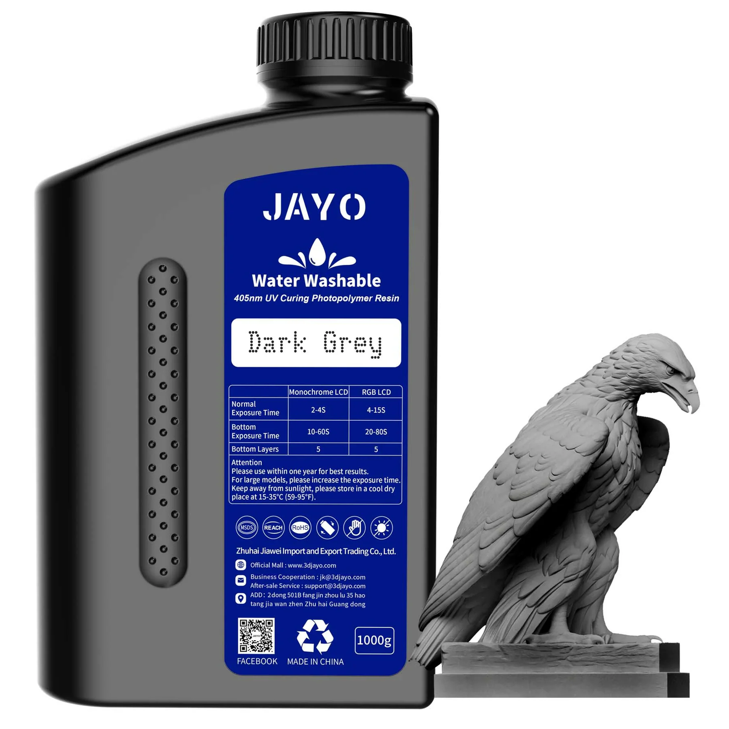 JAYO Water Washable Resin 1KG 3D Printing Photopolymer Resin